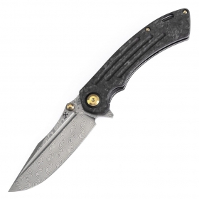 N Kansept Knives Pretatout Damascus Carbon Fiber K1032D2