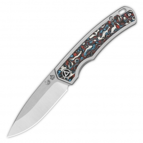 N QSP Knives Puffin Titanium + Red-Blue Camo Carbon QS127-G1