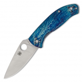 N Spyderco Tenacious Blue Titanium Disarray D2 C122TIBLD2P